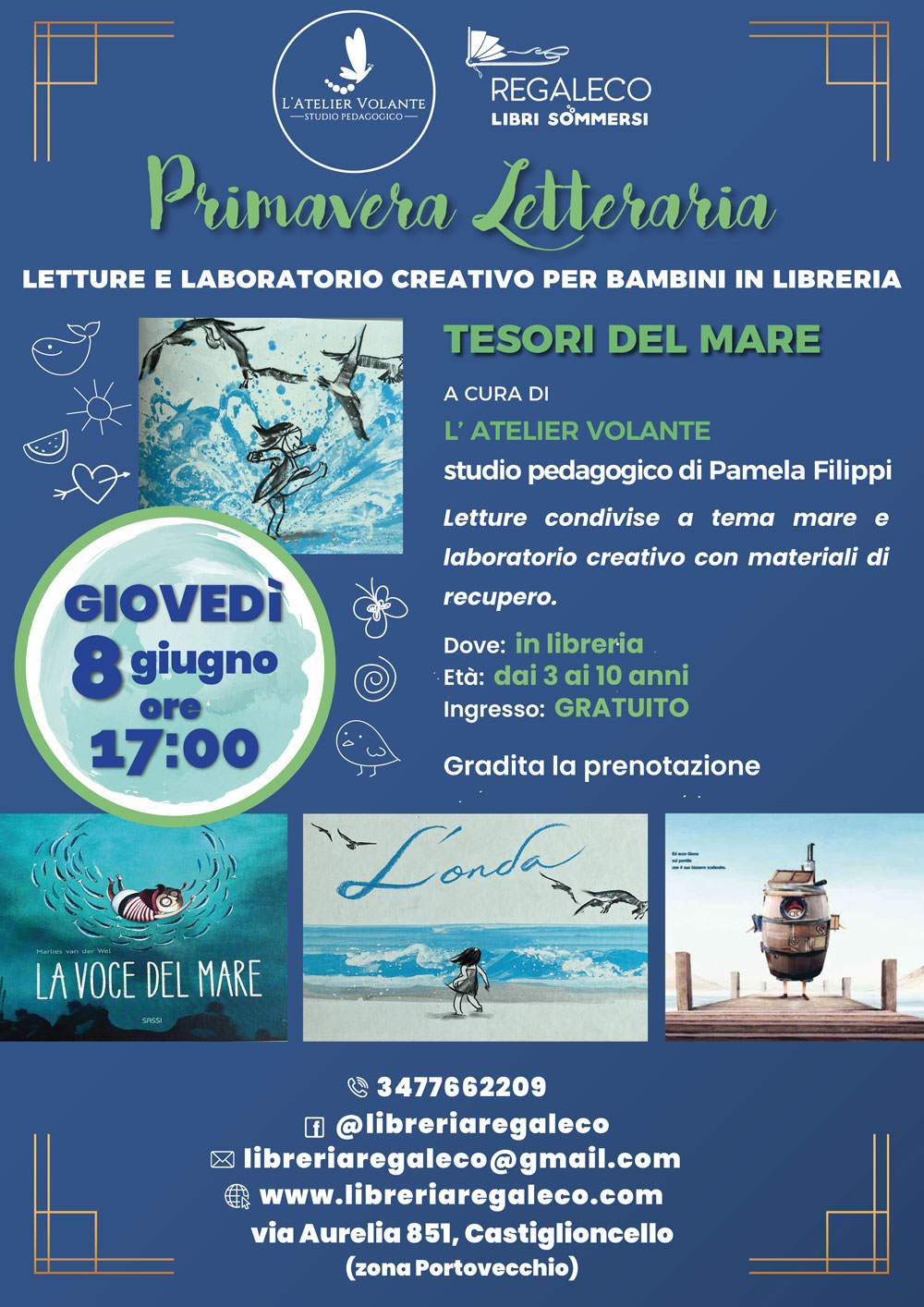 Primavera Letteraria – L’ATELIER VOLANTE con Tesori del Mare, letture e laboratorio per bambini