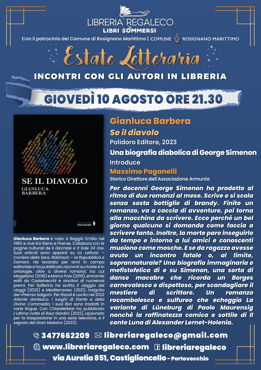Estate Letteraria –  GIANLUCA BARBERA con SE IL DIAVOLO