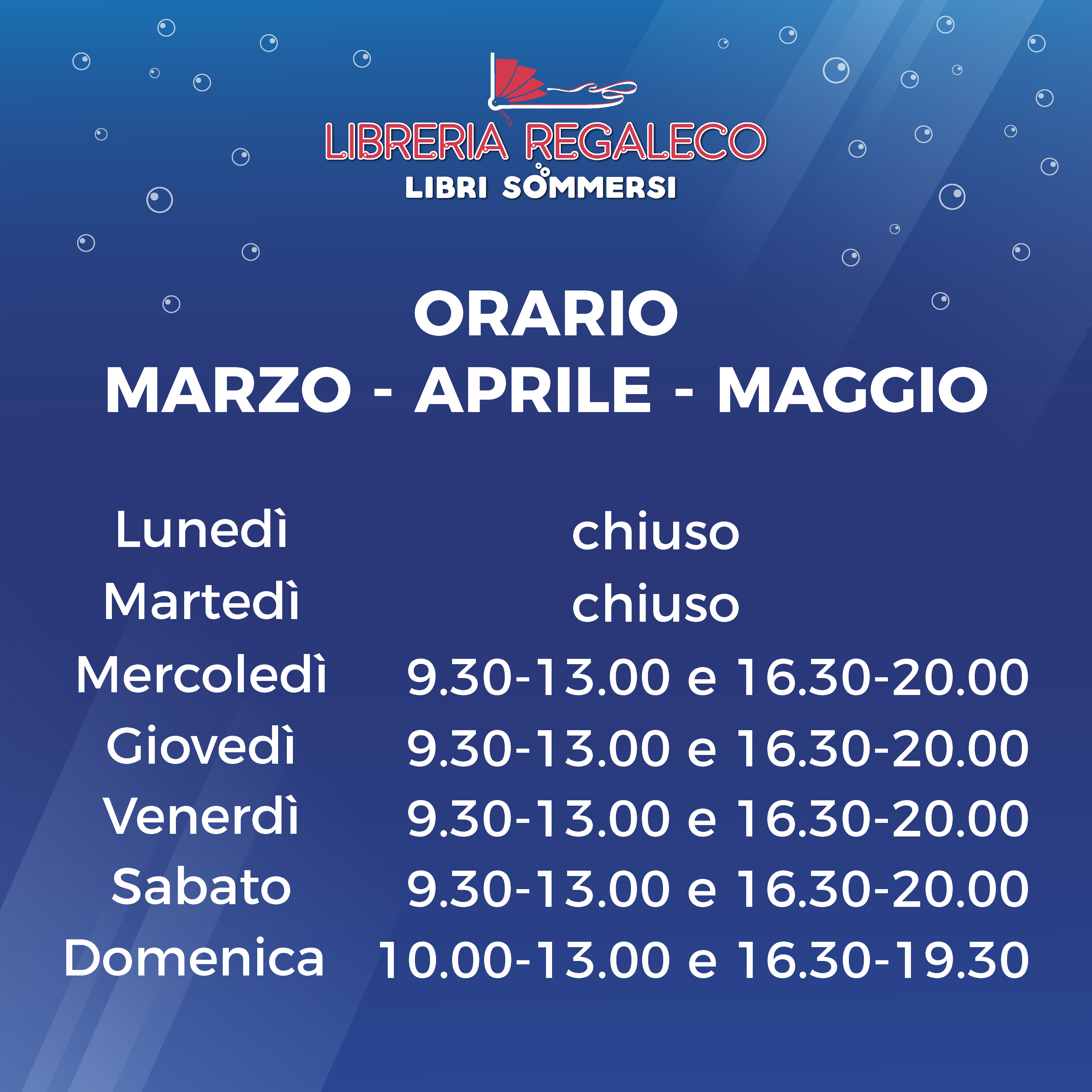 Apertura Libreria – Stagione 2024 – Dal 22 Marzo IN PIANTA STABILE!