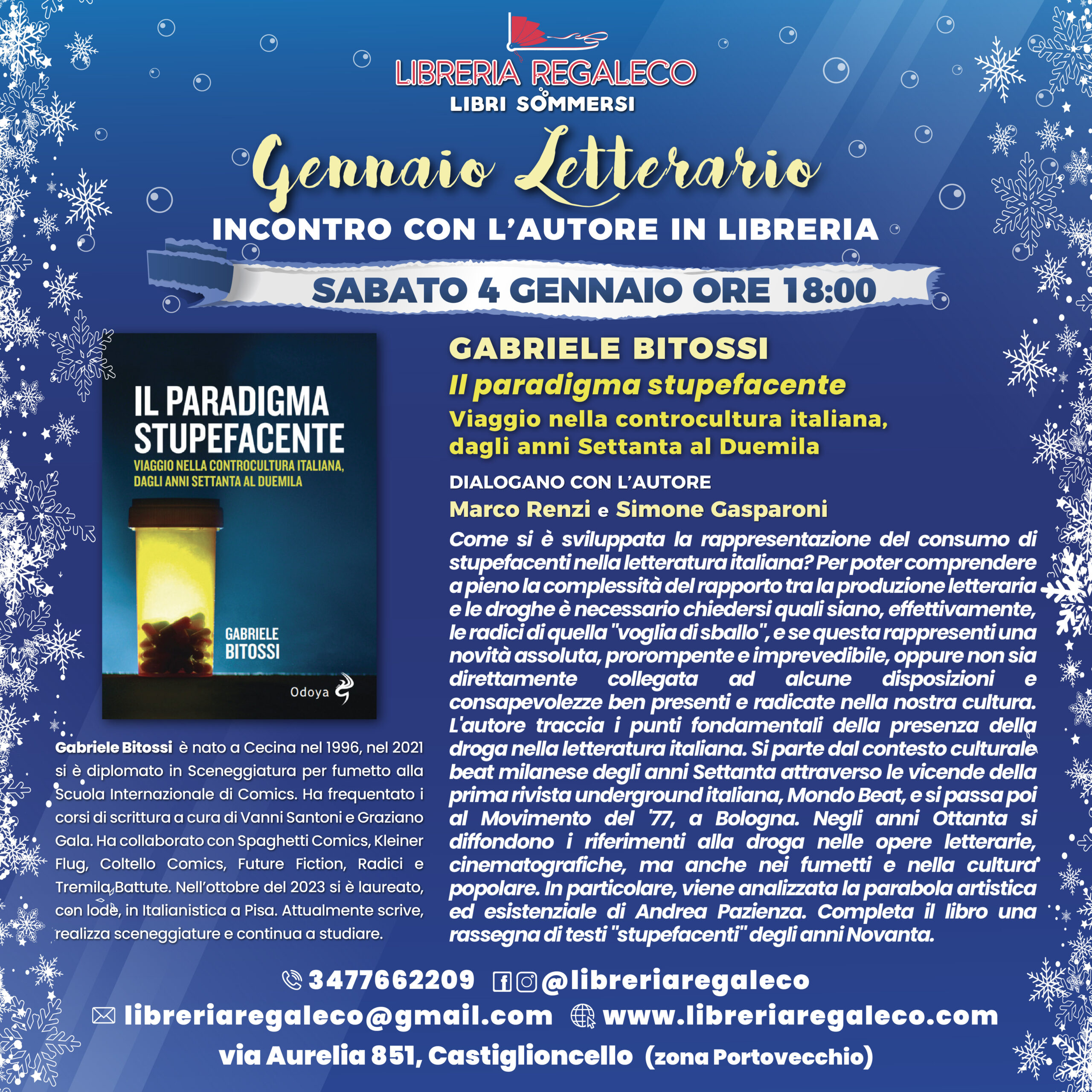 INVERNO LETTERARIO – Gabriele Bitossi con “Il paradigma stupefacente. Viaggio nella controcultura italiana, dagli anni Settanta al Duemila″